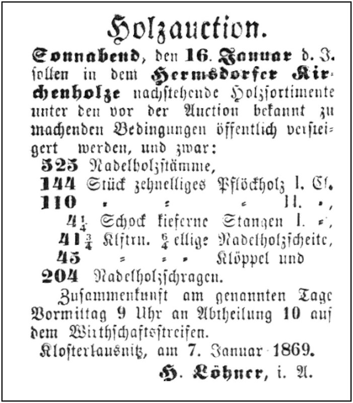 1869-01-16 Hdf Holzauktion Kirchenholz